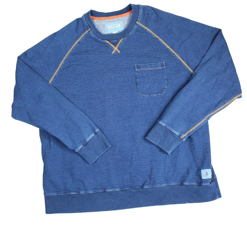 32 Bar Blues Sweatshirt Mens XXL 2XL Blue Pullover Minimalist Preppy Casual